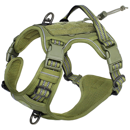 Arnés táctico para perros, arnés para perros sin tirones, arnés de chaleco MOLLE transpirable ajustable para perros medianos y grandes, militar reflectante