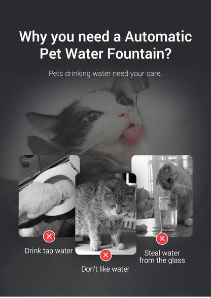 Fuente de agua inteligente ROJECO para gatos, dispensador automático de agua para mascotas, purificador de agua para perros y gatos con filtros de recirculación.