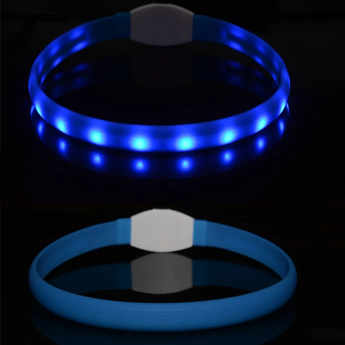 Collar luminoso LED para perro de PVC, impermeable, para perros grandes, medianos y pequeños, con luz USB, accesorios de seguridad nocturna para mascotas.