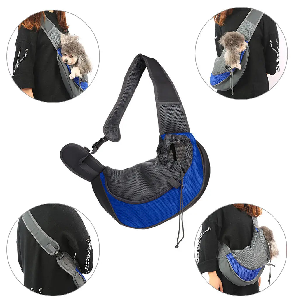 Bolso de hombro de malla Oxford para mascotas, cómoda para viaje al aire libre, S/L