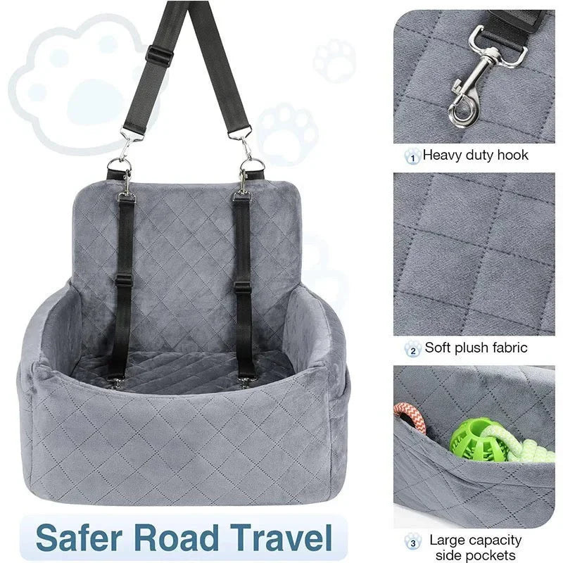 Asiento de auto  seguridad para mascotas antideslizante para cachorro, gato es  lavable para fila delantera y trasera.