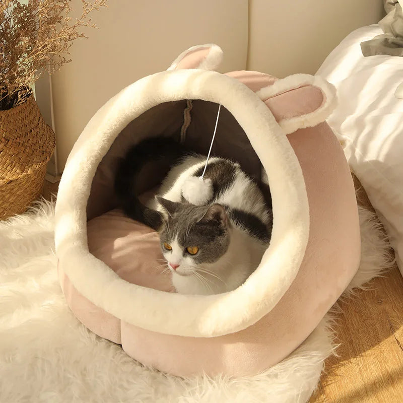 Cama para gatos de sueño profundo,  plegable, extraíble, lavable con forma de  bolsa tipo cueva( ver medidas)