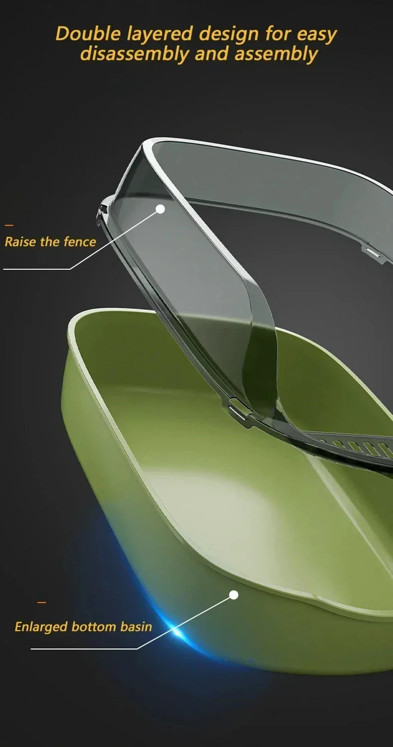 Inodoro/Arenero para gatos, caja de arena semicerrada, alta, a prueba de salpicaduras, con pala para arena, arenero para gatos, suministros de limpieza