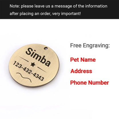 Etiquetas de dirección personalizadas para perros, etiquetas de identificación, etiqueta de perro grabada gratis, Collar de perro personalizado, etiqueta de nombre de perro y gato, identificación de mascota, placa de ident