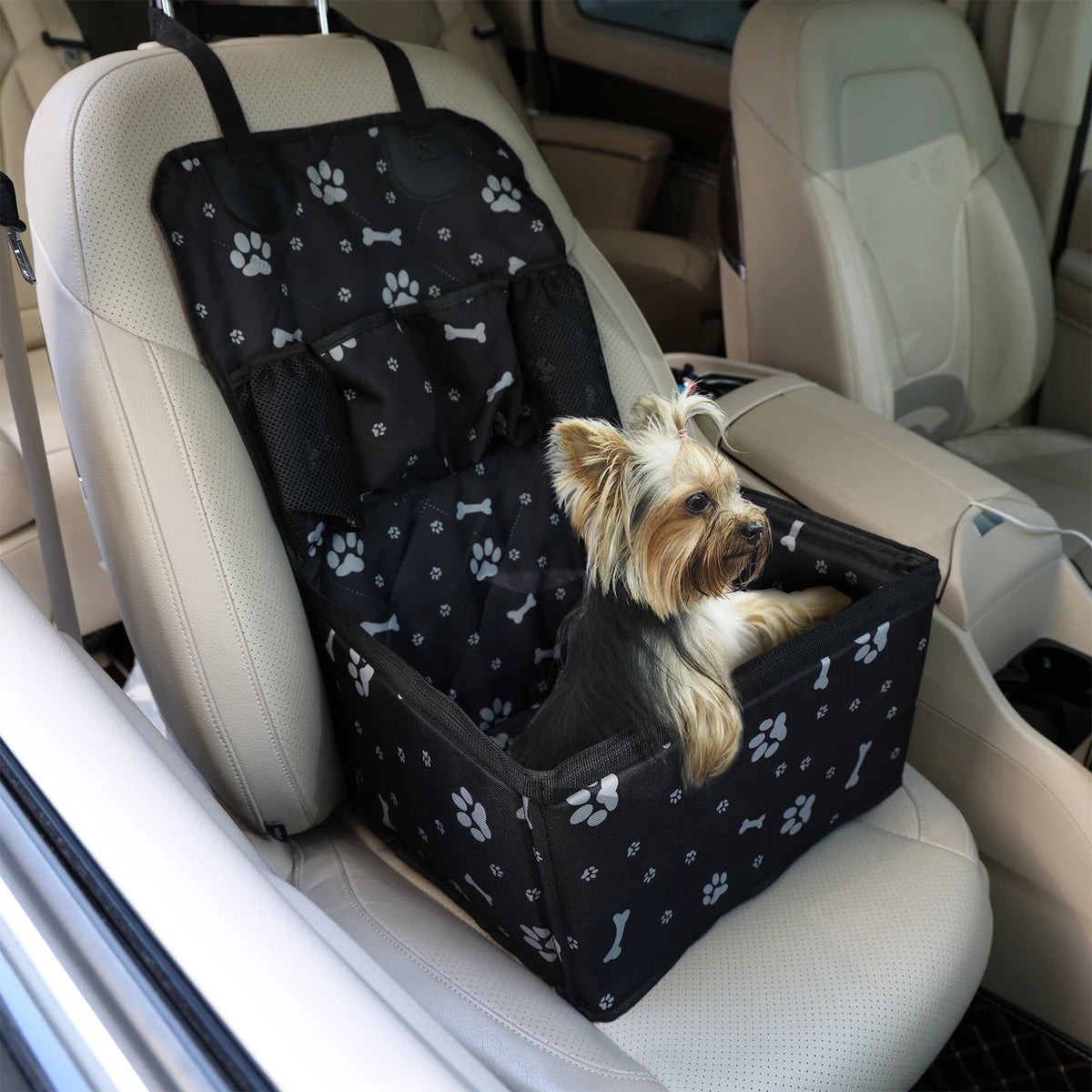 Asiento de auto para perros con bolsillos de almacenamiento, funda Universal para asiento de mascotas para perros pequeños y medianos, antideslizante y bolsa de seguridad