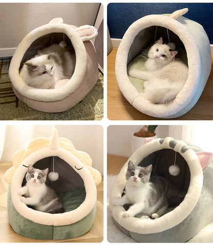 Cama para gatos de sueño profundo,  plegable, extraíble, lavable con forma de  bolsa tipo cueva( ver medidas)