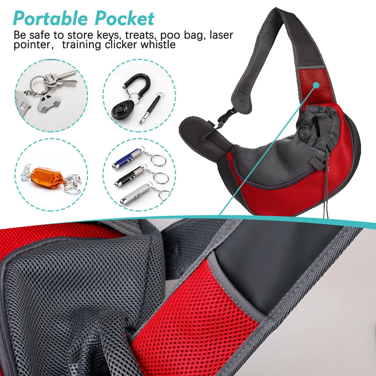 Bolso de hombro de malla Oxford para mascotas, cómoda para viaje al aire libre, S/L