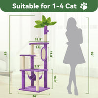 Wecharmer Cat Tree / Tower for Indoor with Green Leaves, Cat Condo Cozy Plush House with Hang Ball, Pet Furniture with Scratching Posts Cat Tree