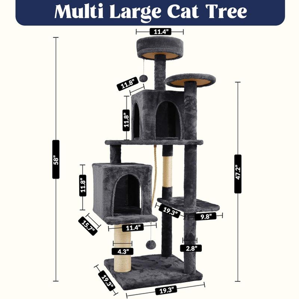 Wecharmer Cat Tree / Tower for Indoor with Green Leaves, Cat Condo Cozy Plush House with Hang Ball, Pet Furniture with Scratching Posts Cat Tree