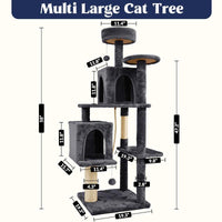 Wecharmer Cat Tree / Tower for Indoor with Green Leaves, Cat Condo Cozy Plush House with Hang Ball, Pet Furniture with Scratching Posts Cat Tree