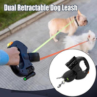 Tangle-Free Dual Dog Leash with 360° Swivel Head – for 2 Small to Medium Dogs (30 Lbs), 10Ft Retractable Leash, Lightweight Anti-Wear Handle,