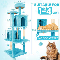 Wecharmer Cat Tree / Tower for Indoor with Green Leaves, Cat Condo Cozy Plush House with Hang Ball, Pet Furniture with Scratching Posts Cat Tree