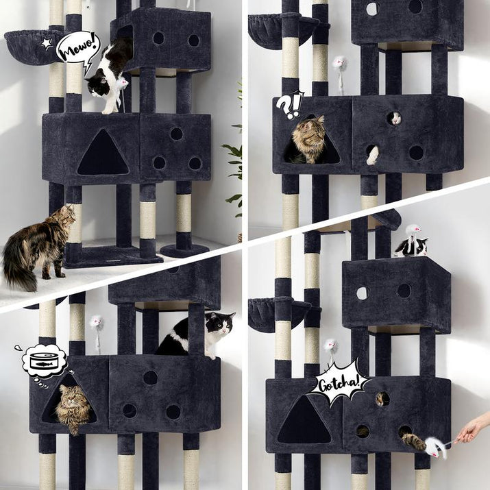 Extra Large Cat Tower, 81In Tall Cat Tree for Big Cats with 3 Condos and 8 Scratching Posts for Indoor Adult Cats