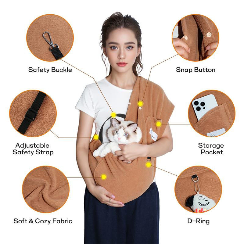 Yunpawpet Large Pet Sling Carrier - Handsfree Cat Sling Carrier Pouch for Chinchillas, Hedgehogs, Puppies, Sugar Gliders, Guinea Pigs, Rabbits, Kittens Etc.