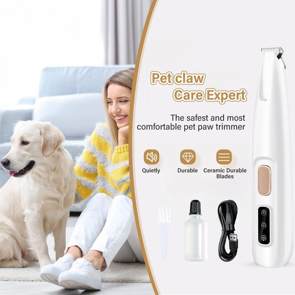 Rechargeable Pet Hair Trimmer Kit | Cordless Quiet Paw Trimmer with LED Light - Waterproof, Small Dogs & Cats! Easy Quiet Grooming for Paws & Fur! Must-Have Pet Grooming Tool