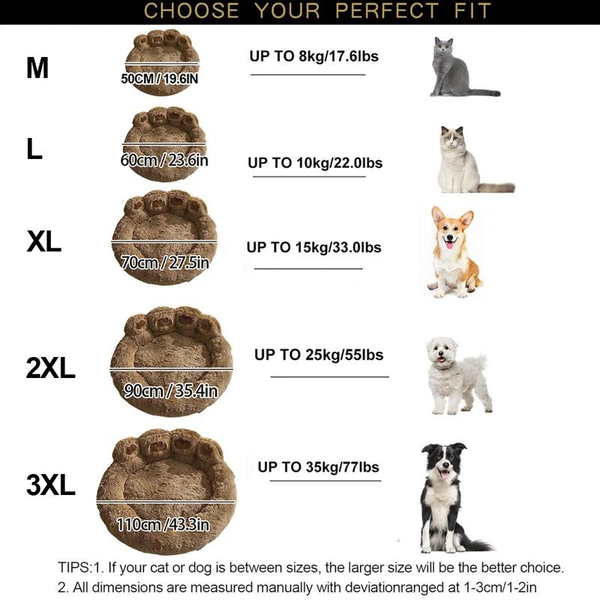 Cat Cartoon Bear Paw Design Pet Bed, Soft Plush Pet Nest for Daily Use, Spring Warm Pet Bed for Dog & Cat