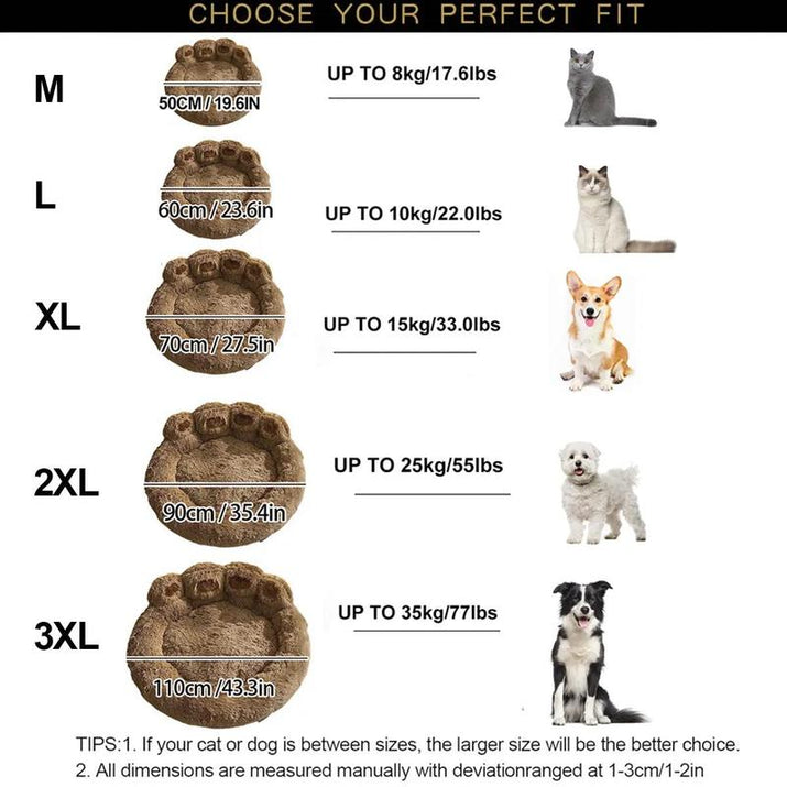 Cat Cartoon Bear Paw Design Pet Bed, Soft Plush Pet Nest for Daily Use, Spring Warm Pet Bed for Dog & Cat