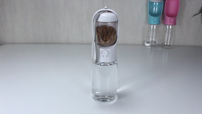 Botella de agua portátil para perros y gatos con almacenamiento de alimentos y contenedor de agua para cachorros, cuenco alimentador para perros, suministros para mascotas de viaje al aire libre