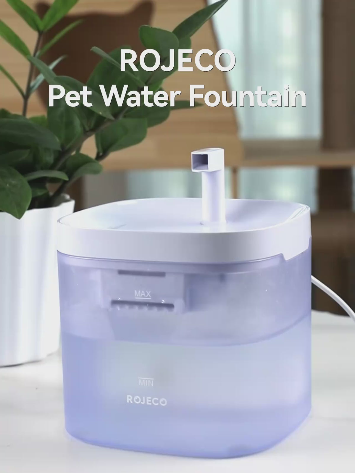 Fuente de agua inteligente ROJECO para gatos, dispensador automático de agua para mascotas, purificador de agua para perros y gatos con filtros de recirculación.