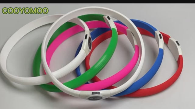 Collar luminoso LED para perro de PVC, impermeable, para perros grandes, medianos y pequeños, con luz USB, accesorios de seguridad nocturna para mascotas.