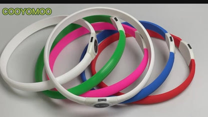 Collar luminoso LED para perro de PVC, impermeable, para perros grandes, medianos y pequeños, con luz USB, accesorios de seguridad nocturna para mascotas.